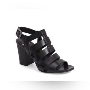 Franco Sarto Black Leather Montage Heels